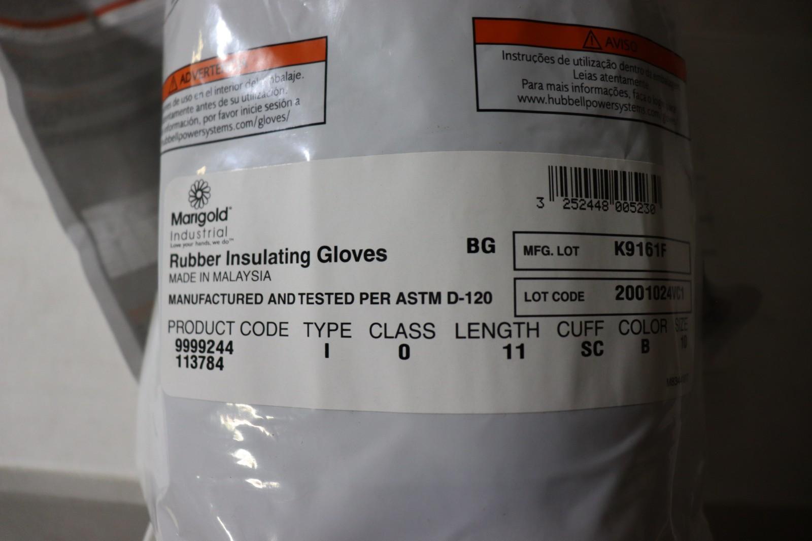 ANSELL MARIGOLD Activarmr 113784 Rubber Insulating Gloves Sz 10,  24TN05, Date22