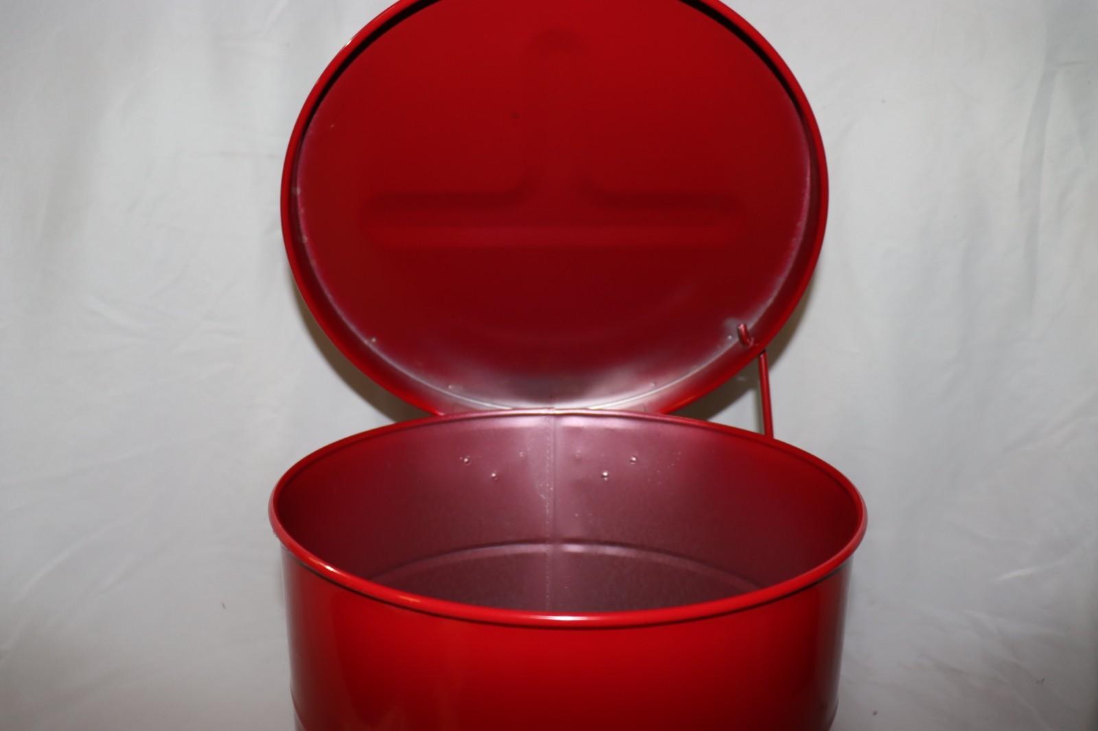 Justrite 09100 Oily Waste Can, 6 Gallon Capacity, Galvanized Steel, Red, Foot