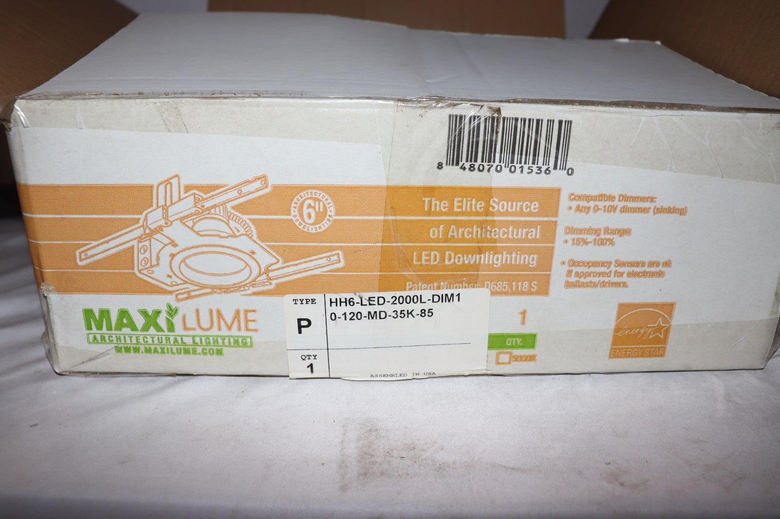 MAXILUME 6" ARCHITECTURAL HIGH LUMEN DOWNLIGHT HH6-LED-2000L-DIM1-120-MD-35K-85