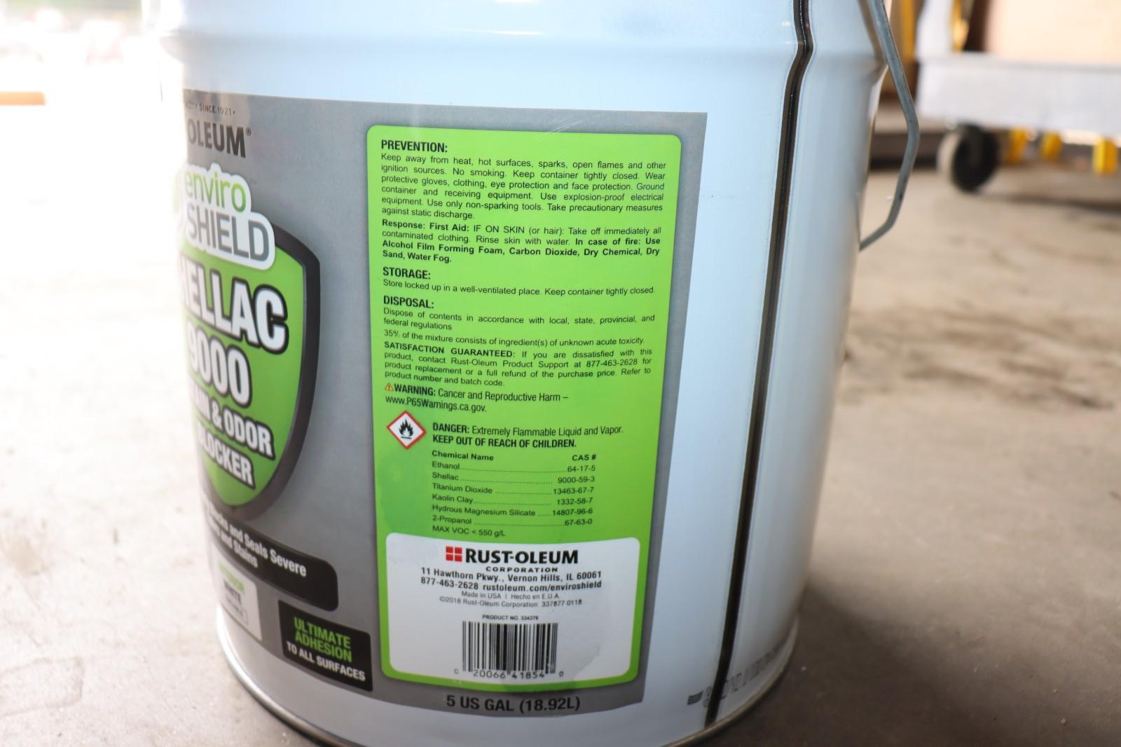 LOT OF 2 - EnviroShield Shellac 9000 Stain & Odor Blocker 5 Gallon Bucket