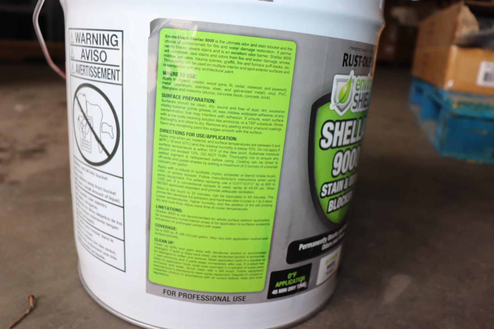 LOT OF 2 - EnviroShield Shellac 9000 Stain & Odor Blocker 5 Gallon Bucket