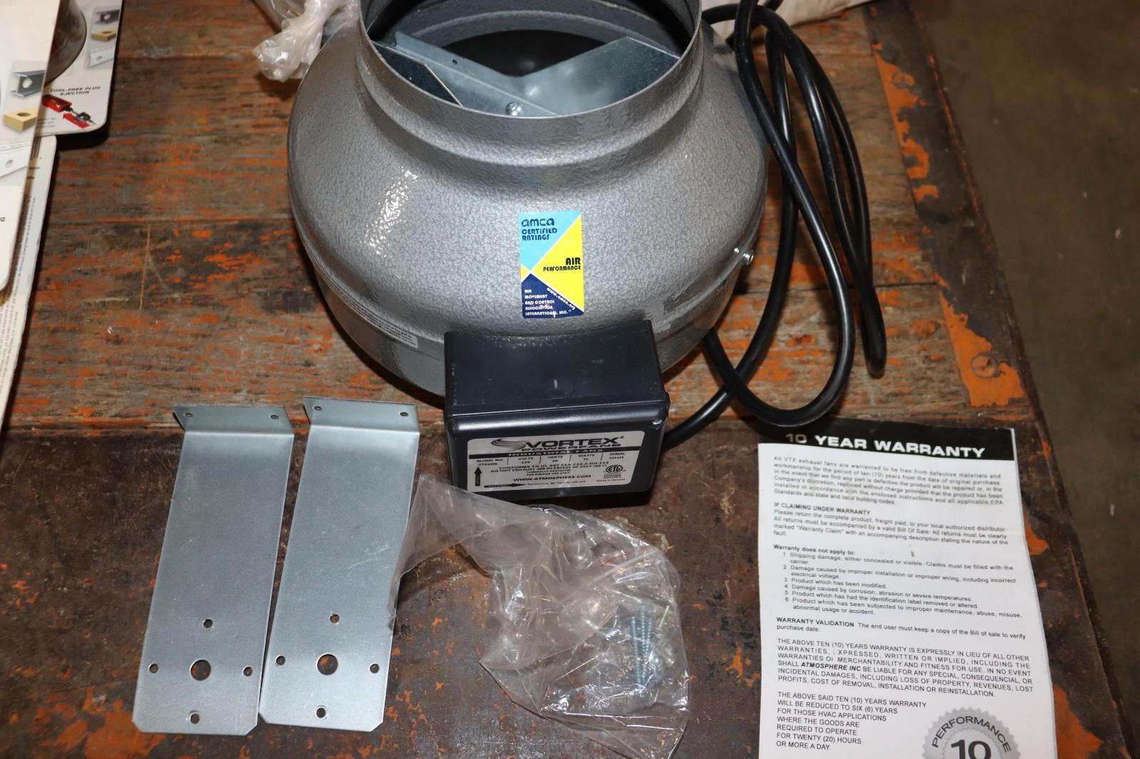 Vortex L Series Powerfan 6" In-Line Duct Fan, VTX600L, 293 CFM, 120V, New