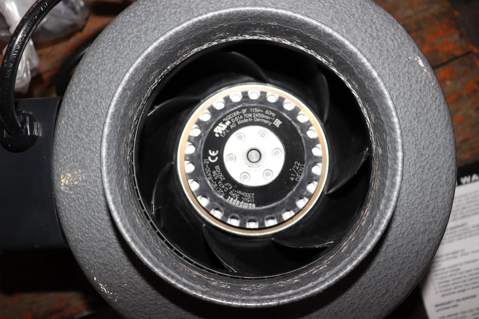 Vortex L Series Powerfan 6" In-Line Duct Fan, VTX600L, 293 CFM, 120V, New