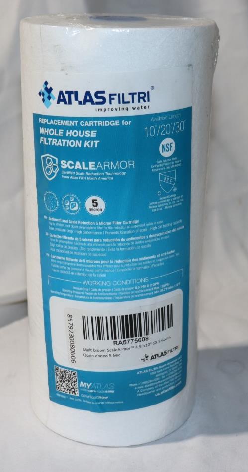 Atlas Filtri RA5775608 Sediment Filter 4.4" Melt-Blown 8.8 GPM DOE