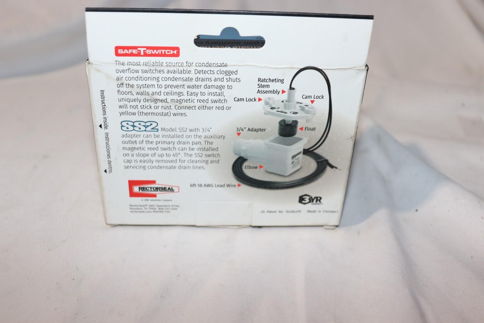 Rectorseal, Safe-T-Switch, SS2, Condensate Overflow Shut-Off Switch, Brand New