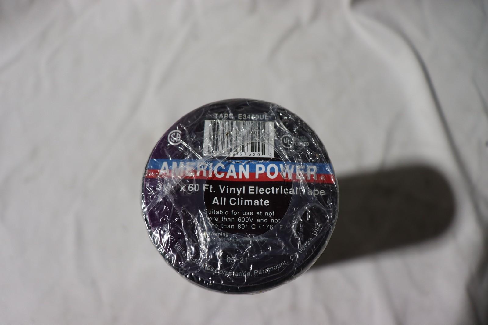 Electrical Tape 3/4"x60', Black, Vinyl, All Climate, 10 Pack - American Power