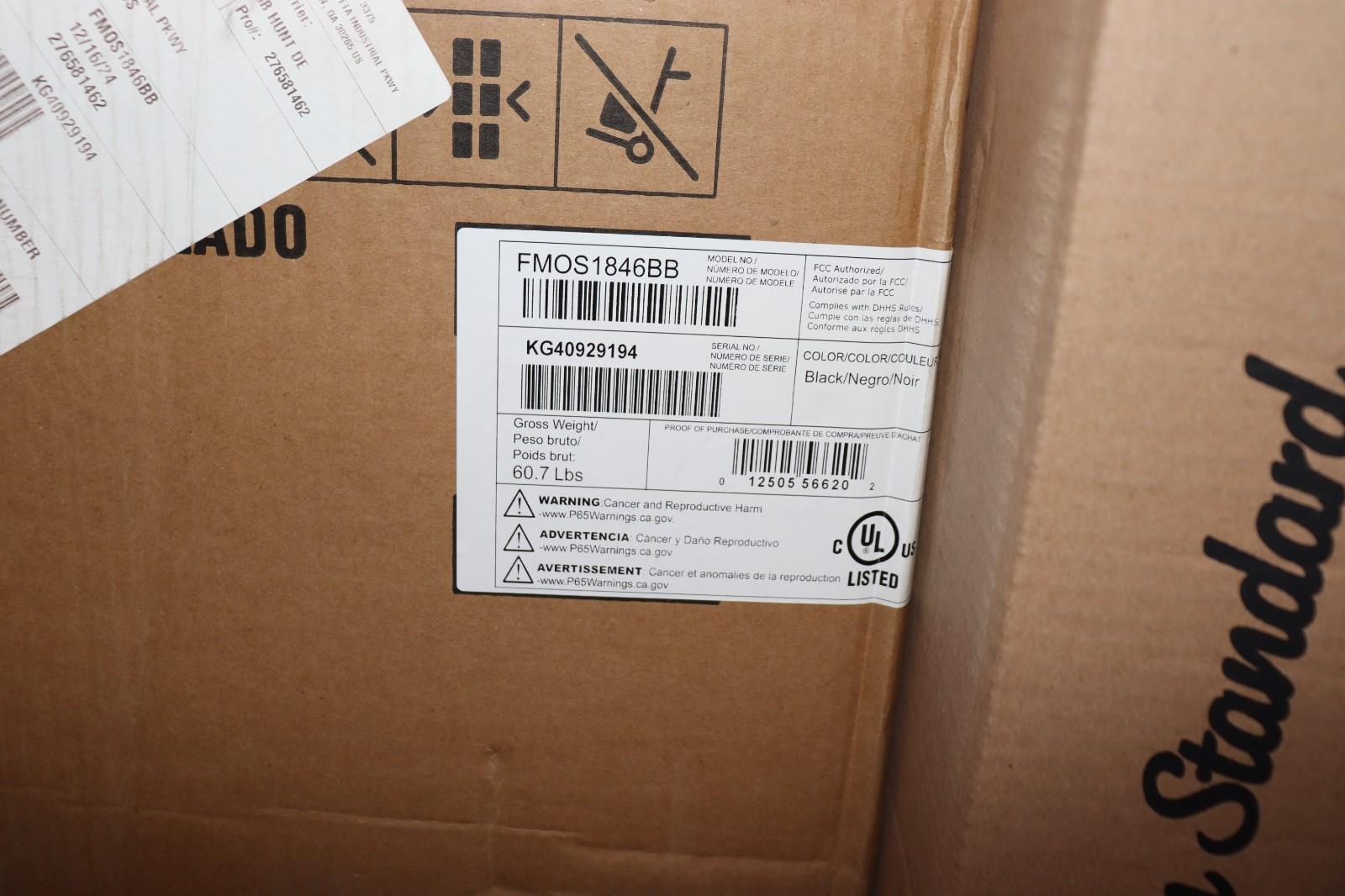 FRIGIDAIRE 30 In Over-The-Range Black Microwave 1.8 cu. ft. Capacity FMOS1846BB