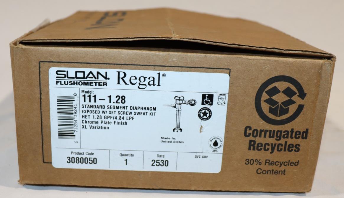 Sloan Regal 3080050 111-1.28 GPF Exposed Manual Water Closet Flushometer Chrome