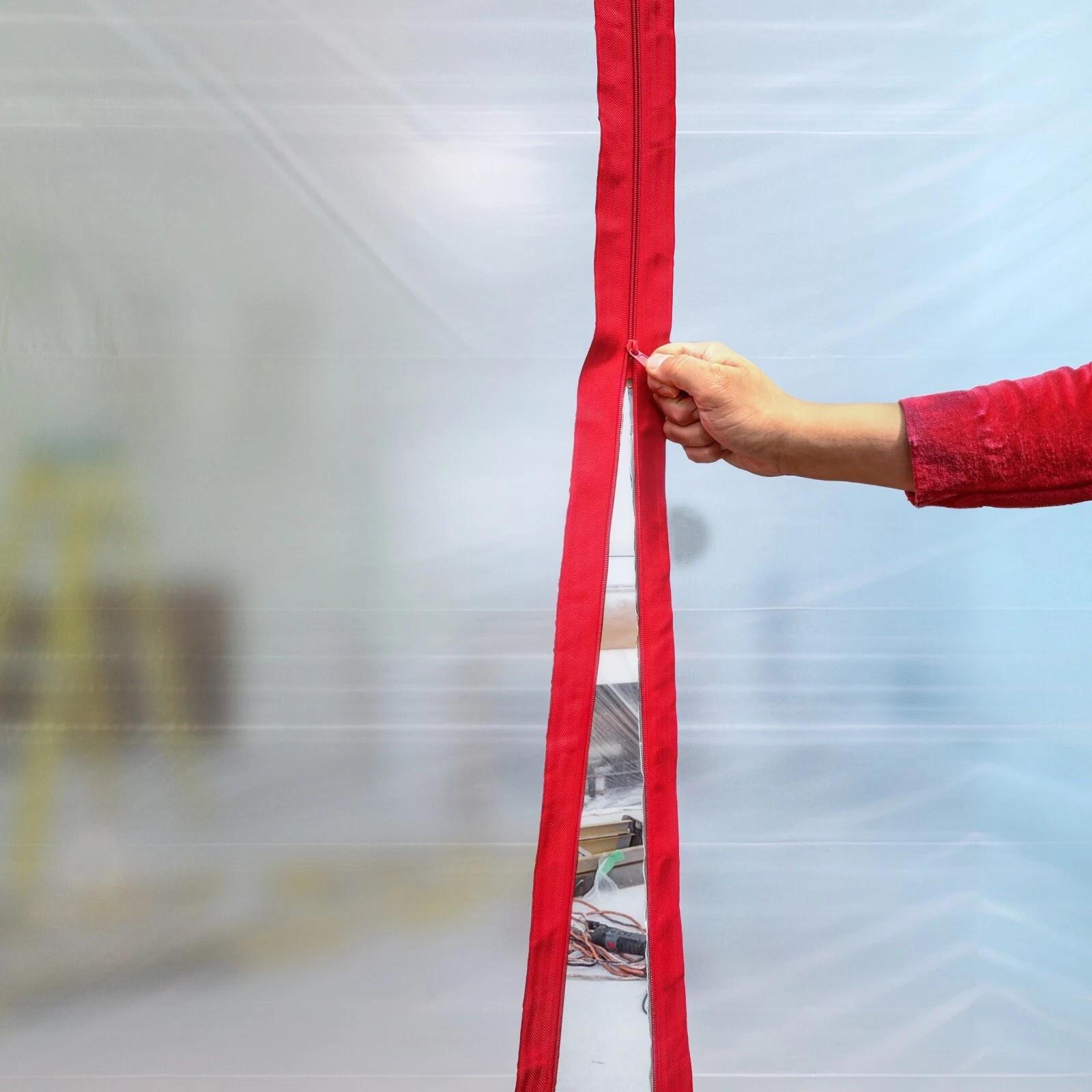 (2-Pack) Heavy-Duty Dust Protector Zipper - Adhesive Door Zipper