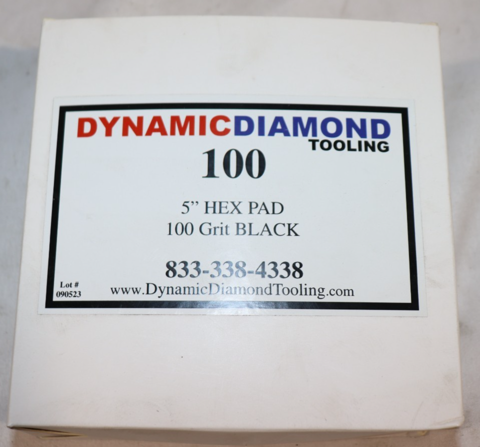 Box of 9 - 5" Hex Concrete Edge Polishing Pad 100 Grit, Black, Dynamic Diamond T