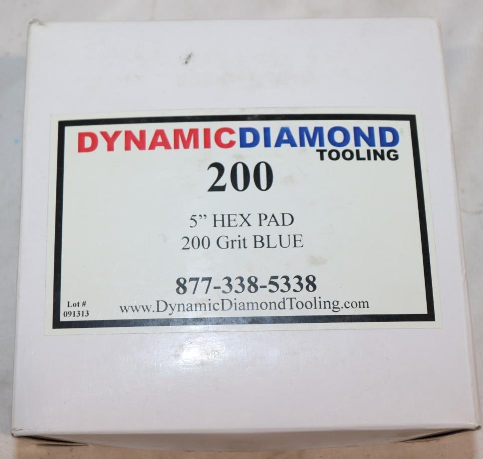 Box of 9 - 5" Hex Concrete Edge Polishing Pad 200 Grit, Blue, Dynamic Diamond To