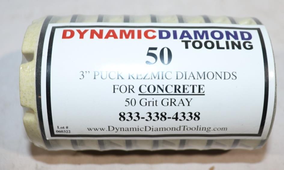 9 Pack - 3 Inch Fusion 50 Grit Puck for Dry, Rezmic Diamond, Gray