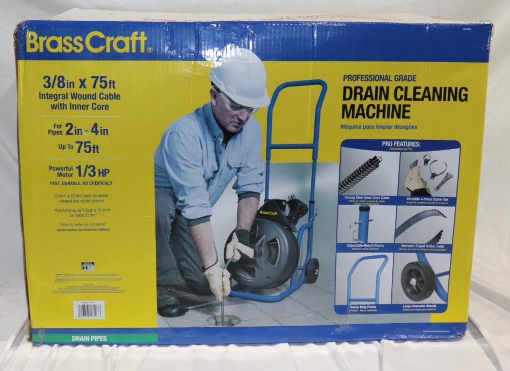 BrassCraft BC3020, Professional Grade 3/8in X 75ft Drain Cleaning Machine, 1/3HP