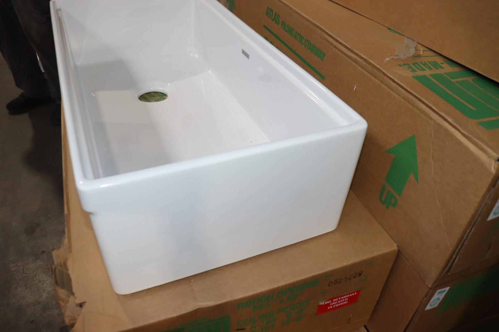 Elkay SWUF13620CDWH Fireclay 36" Single Bowl Farmhouse Workstation Sink Kit