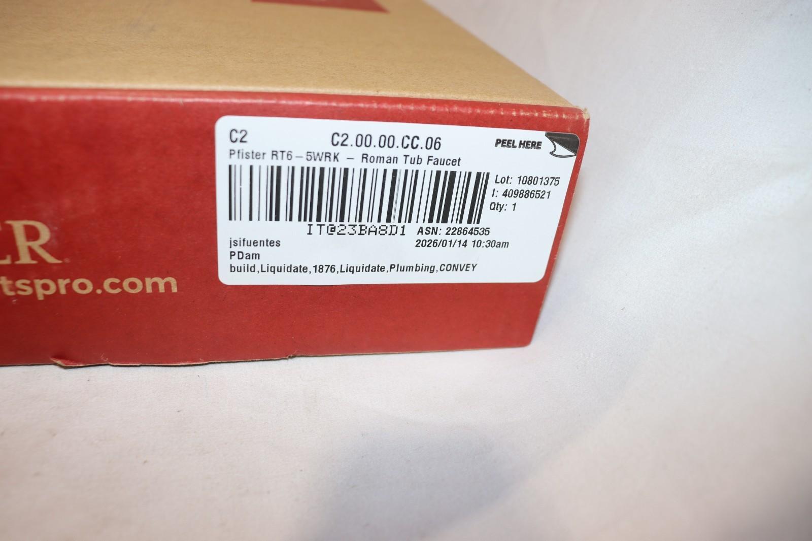 Pfister RT6-5WRK Weller 3-Hole Roman Tub Faucet, Trim Only, Brushed Nickel