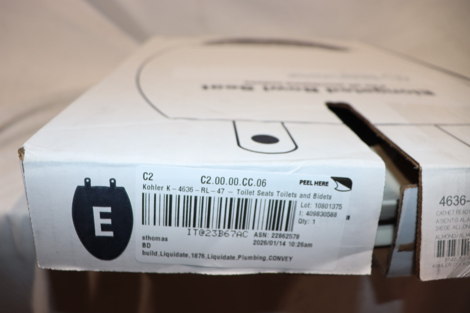 KOHLER 4636-RL-47 Cachet ReadyLatch Elongated Toilet Seat, Almond