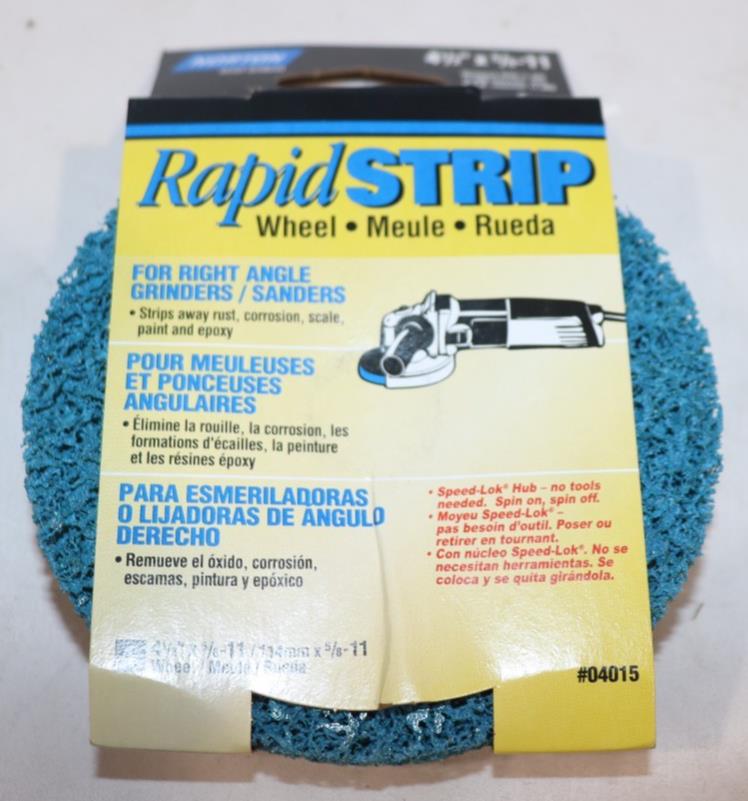 5-Piece Norton Rapid Strip Non-Woven Grinding Wheel, Type 27, 4-1/2" X 5/8"-11