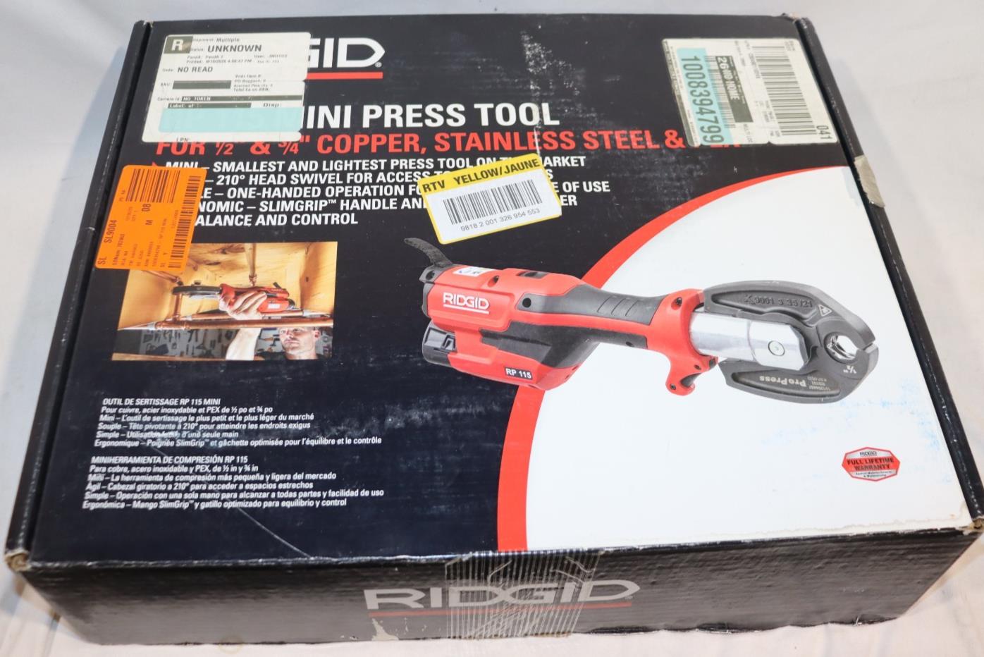 Ridgid RP 115 Mini Press Tool Kit for 1/2 in. - 3/4 in. Copper & Stainless