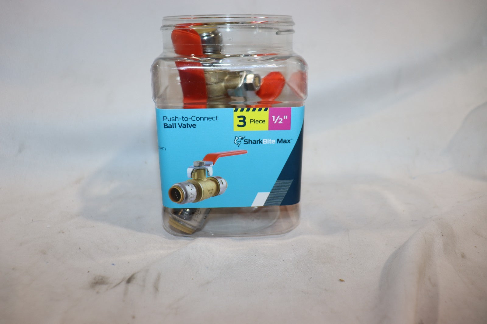 SharkBite 1/2 in. Push-to-Connect Brass Ball Valve Pro Pack 3-Pack, Open Package