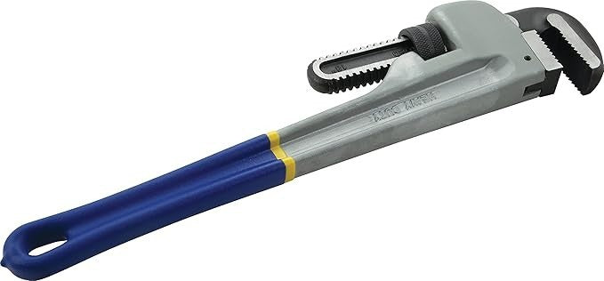 Brasscraft T434 18-in Aluminum Handle Pipe Wrench, w/ Rubber Grip, Light Weight