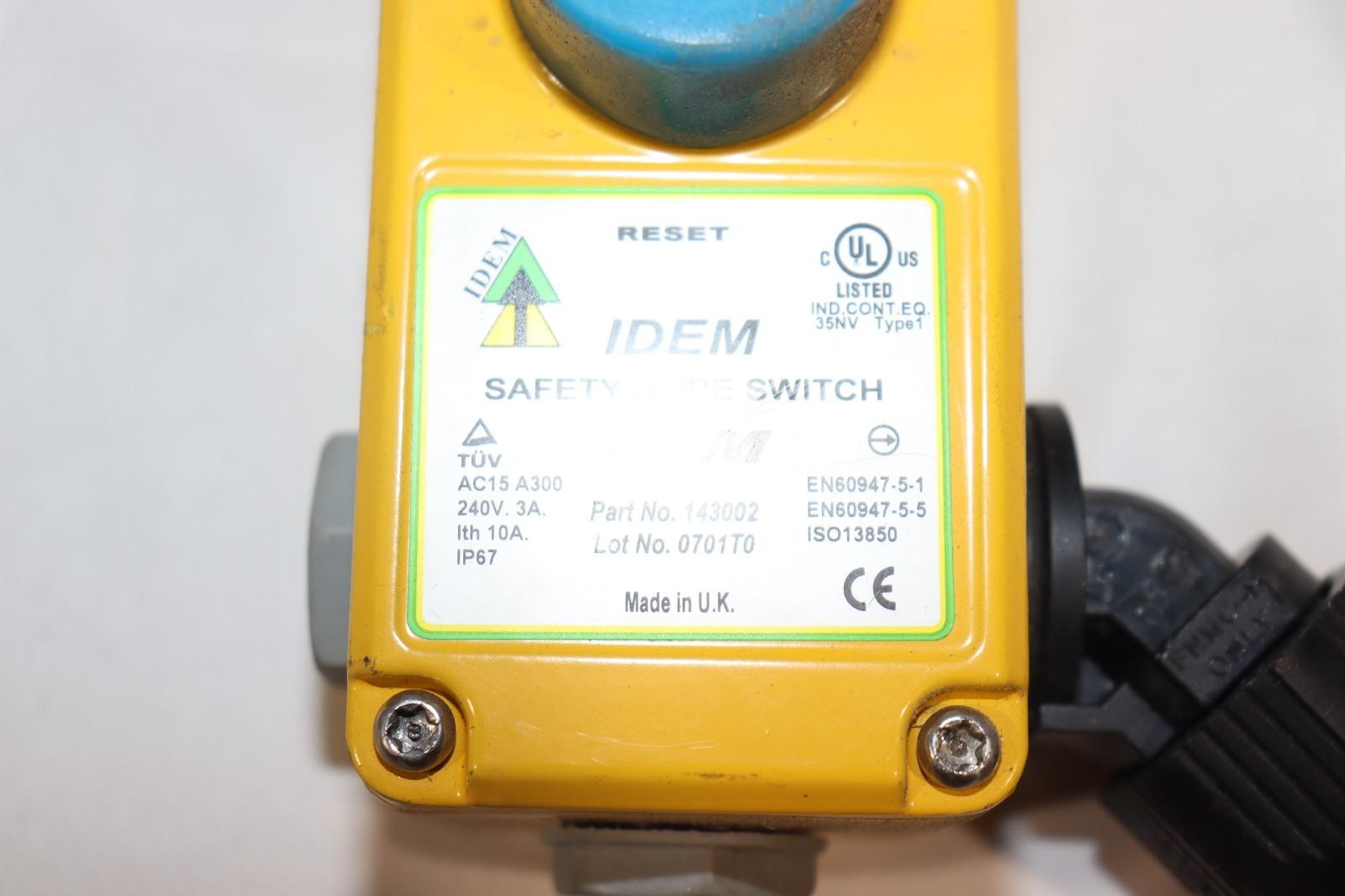 IDEM GLM-143002 Safety Rope Switch, 1/2" NPT, 2NC, 2N0, 240V 3A, 143002