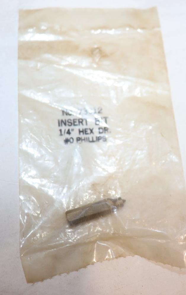 NOS Skil 73312 1/4" Hex Drive Insert Bit #0 Phillips