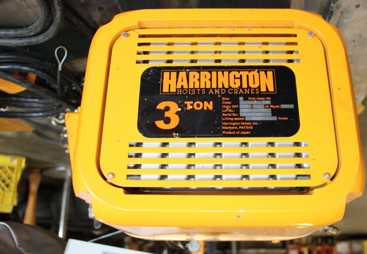 Harrington ER050LD 3 Ton Electric Chain Hoist 230/460V 3PH 16 FPM H4 Duty, Cntrl