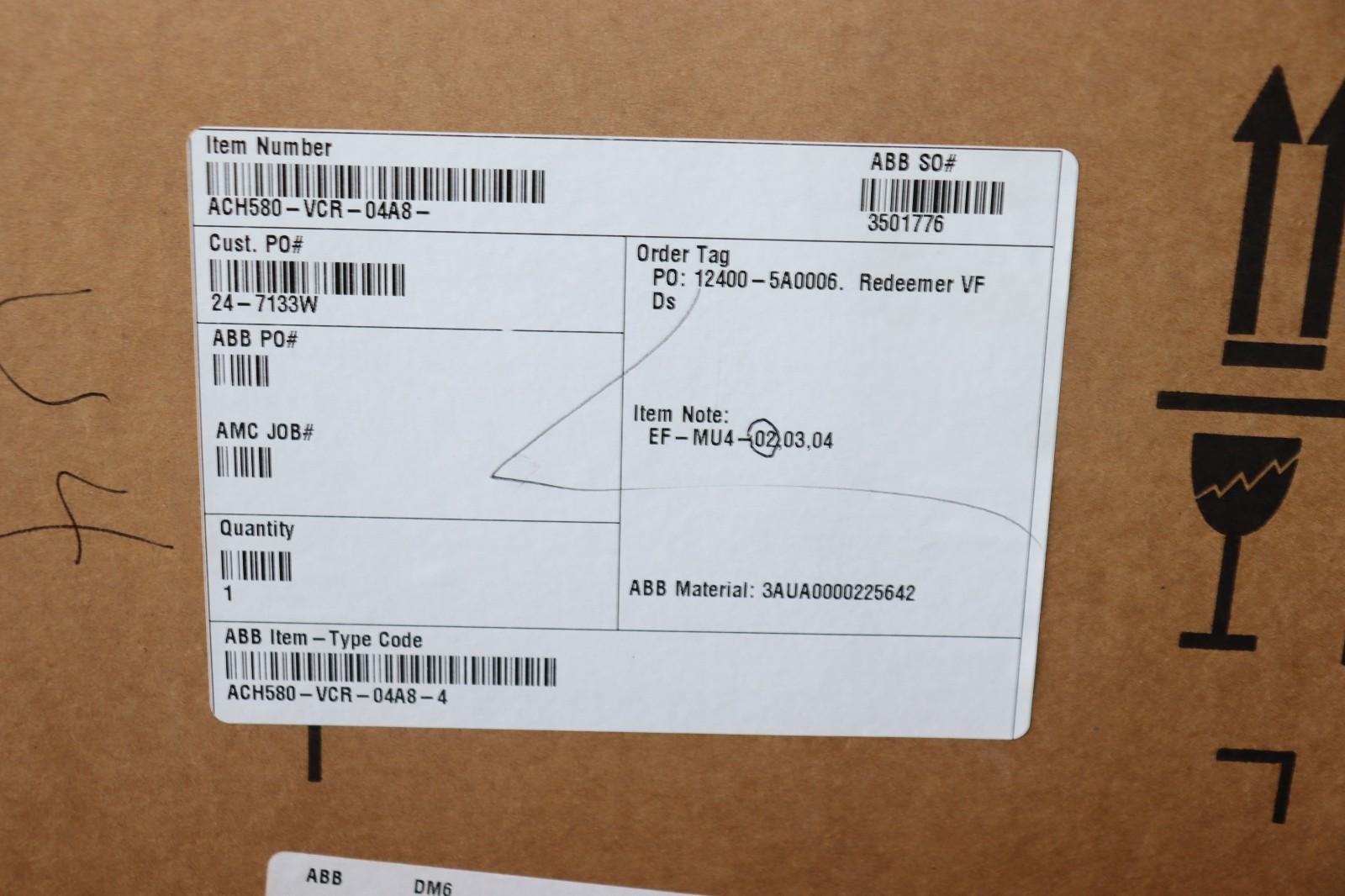 ABB ACH580-VCR-07A6 Drive With Bypass, 440-480VAC, 7.6A, 3 Phase - NEW