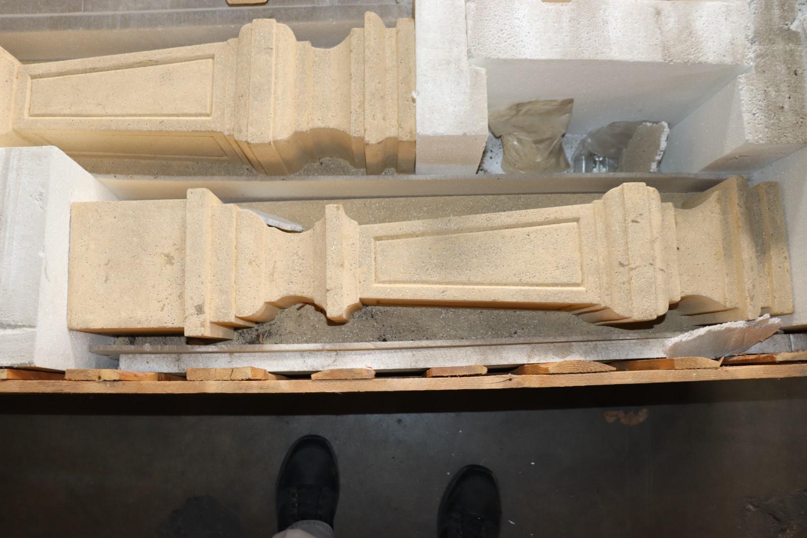 Fireplace Mantel (mantle) Surround Shelf Cast Stone Non-combustible, Tan, NIB