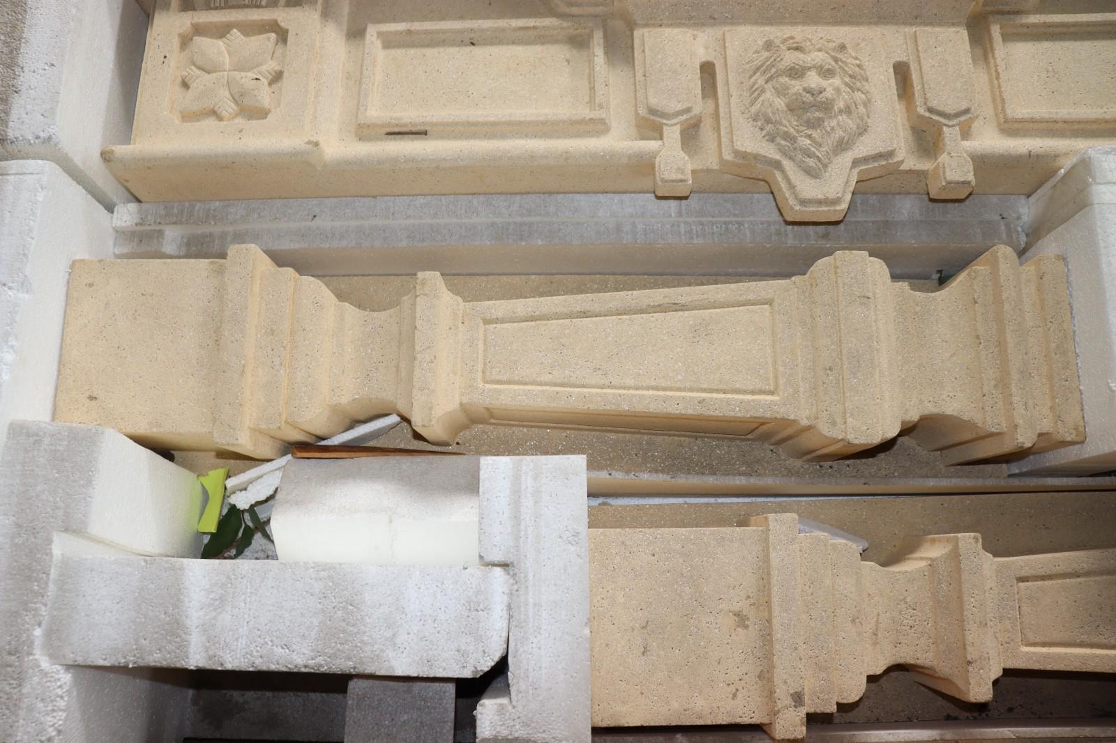 Fireplace Mantel (mantle) Surround Shelf Cast Stone Non-combustible, Tan, NIB