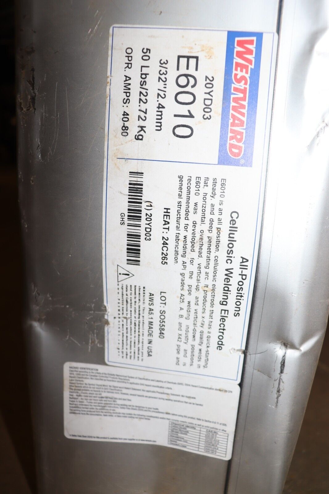 Westward  welding electrode, 3/32"/2.4mm,model 20YD03