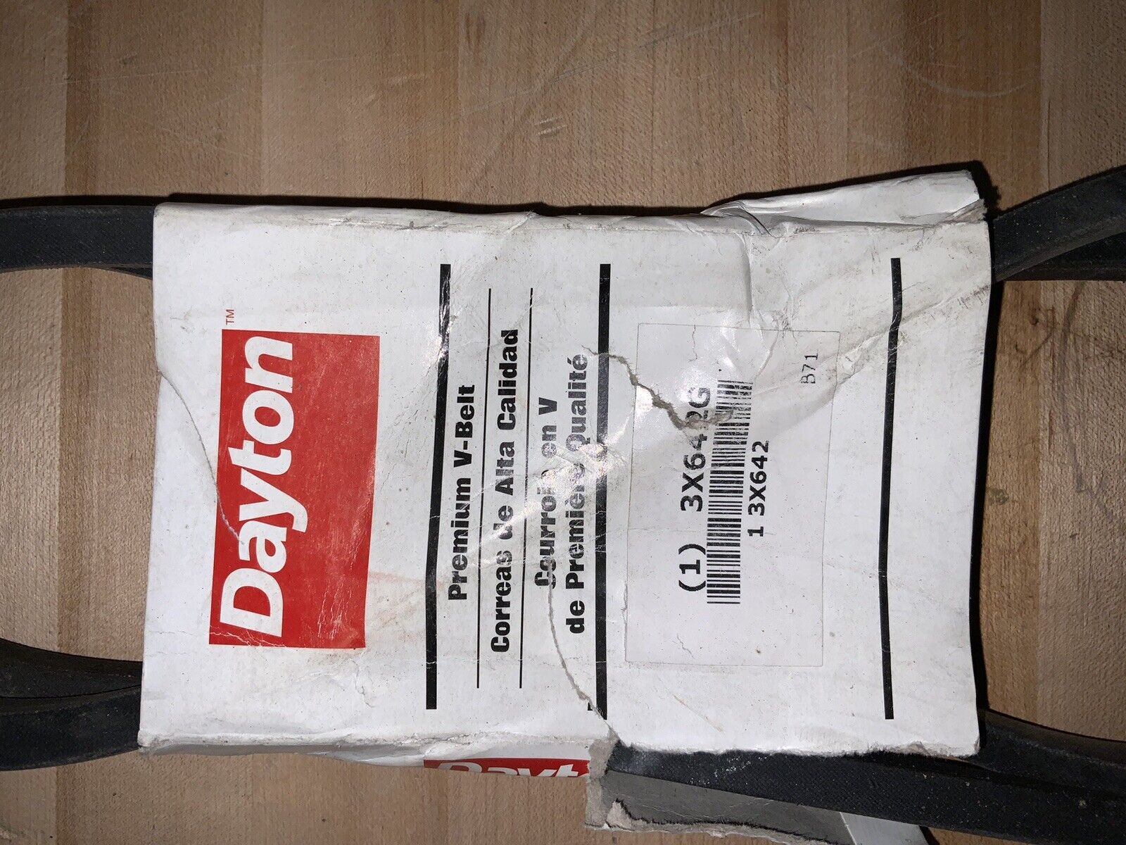 DAYTON V-Belt: B71, 74 in Outside Lg, 21/32 in Top Wd, 13/32 in Thick, 3X642