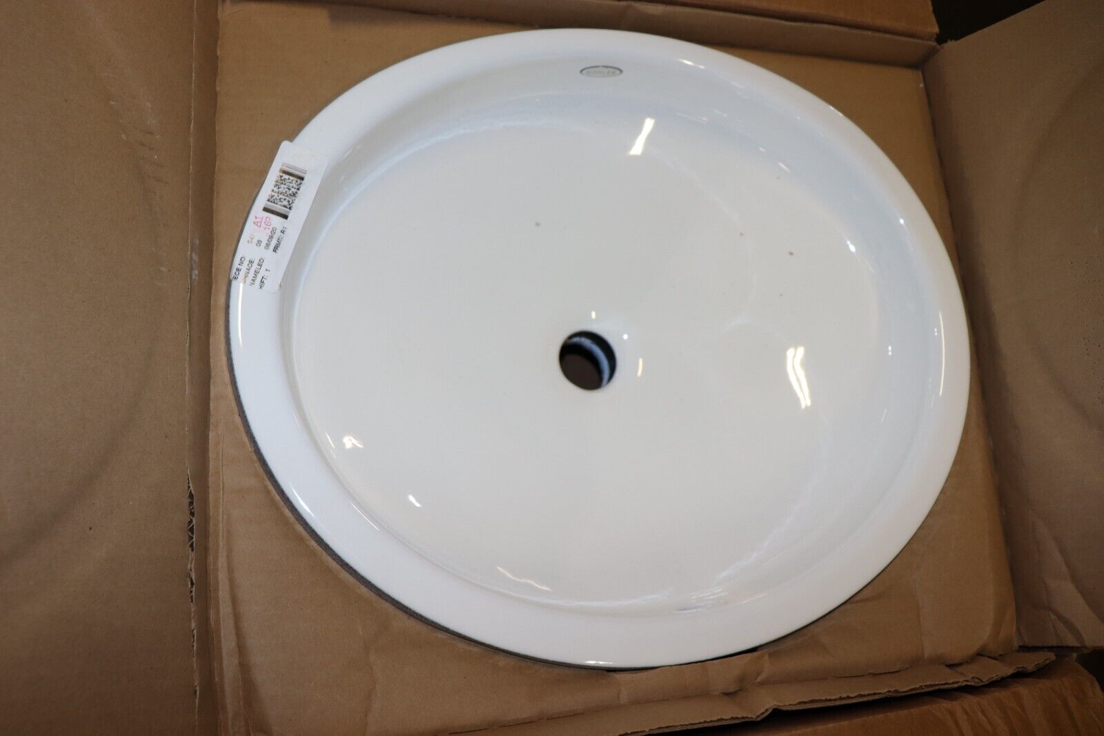 Kohler Canvas K-2874-0 Undermount Bathroom Sink White Cast Iron 19.5 inch