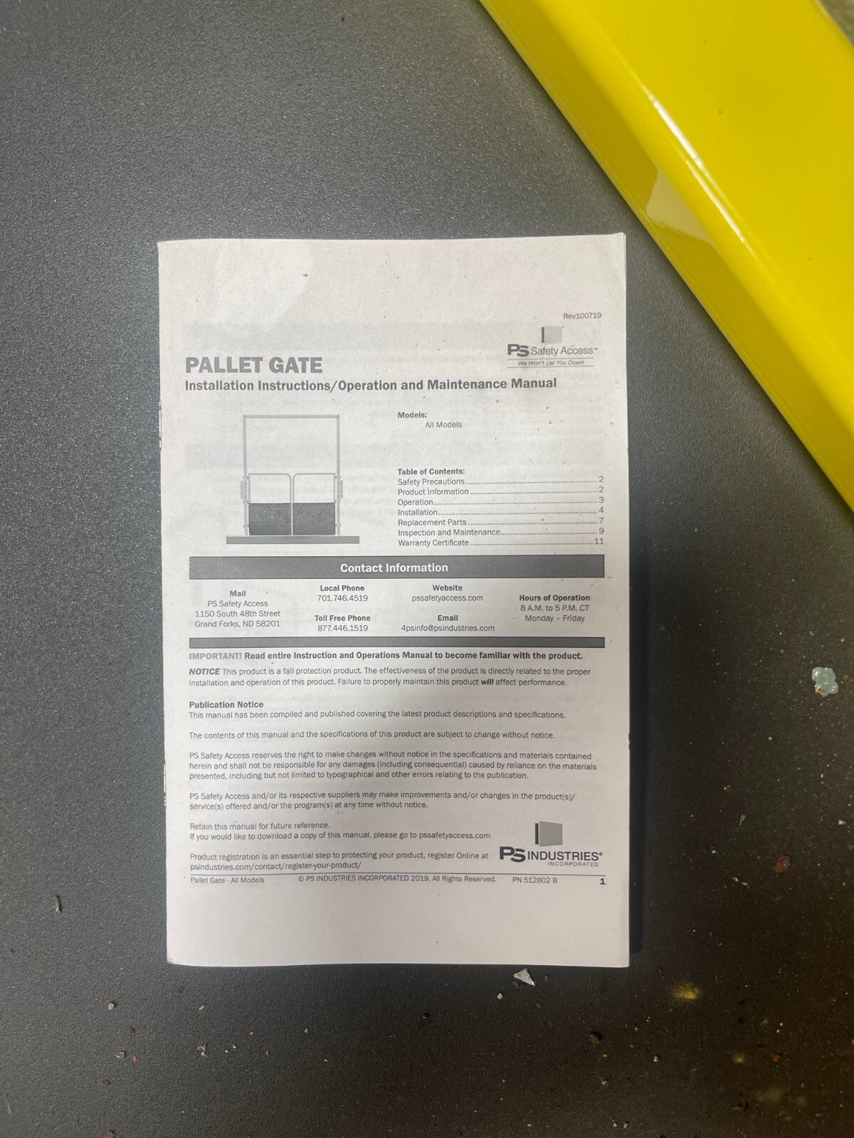 PS INDUSTRIES Pallet Safety Gate 80 in x 78 in Yellow 42 in Gate, PLG-7284