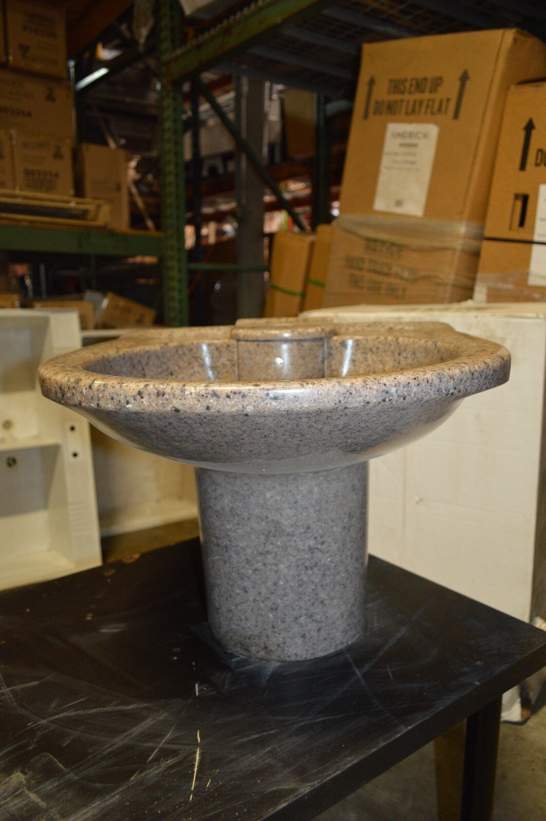 Intersan 20"x21.5"x16" Solid Surface Lavatory System Public Restrooms Brown