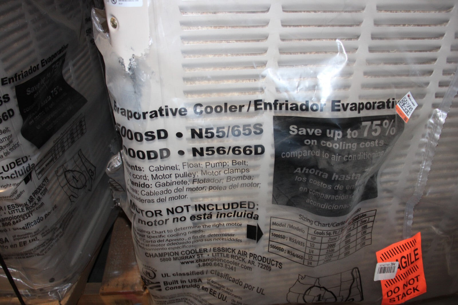 ESSICK AIR Ducted Evaporative Cooler: 5000DD-56/66D 5,600 to 6,600 cfm