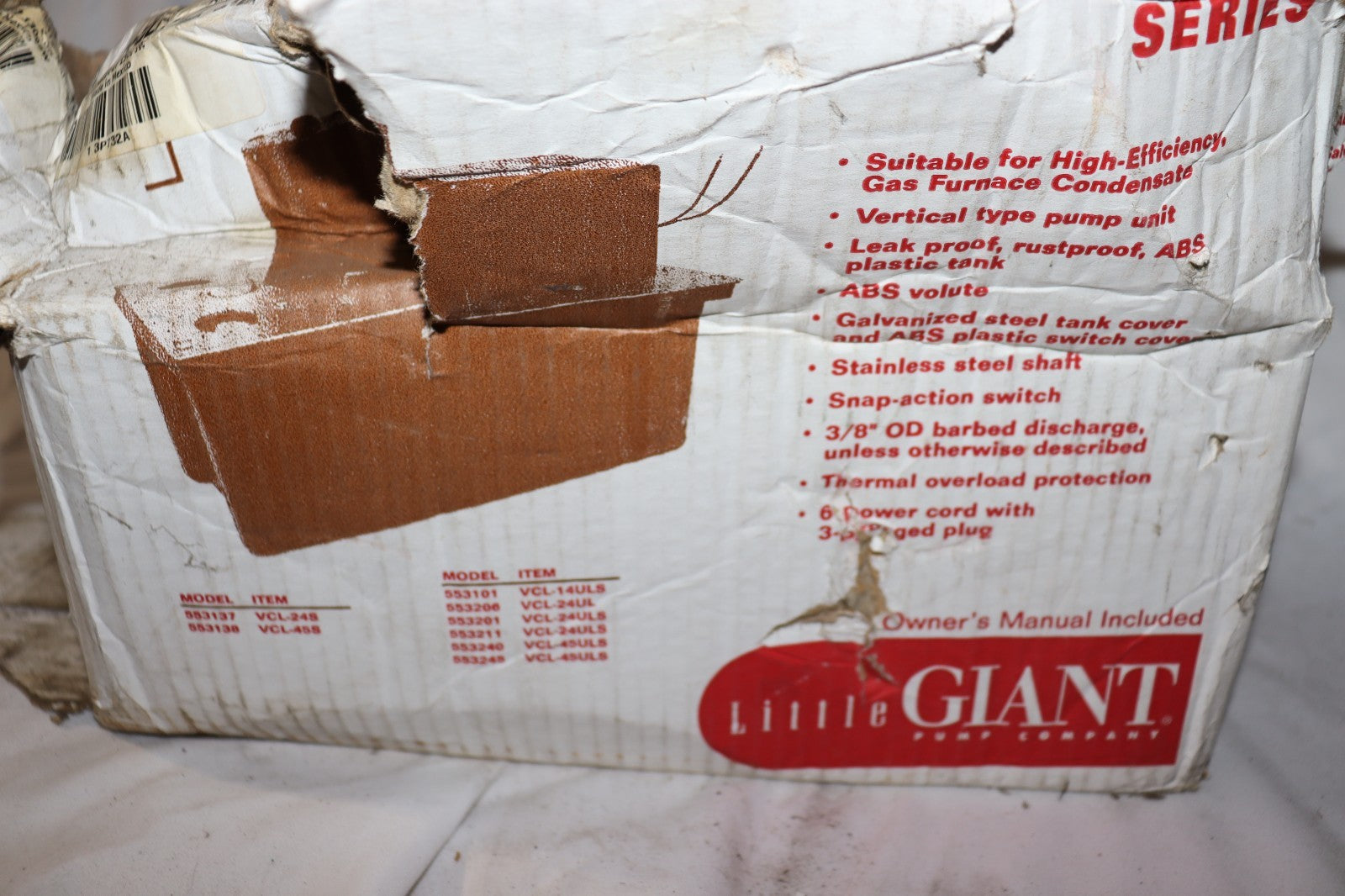 Little Giant VCL-24ULS High Capacity Condensate Pump, New Open Box