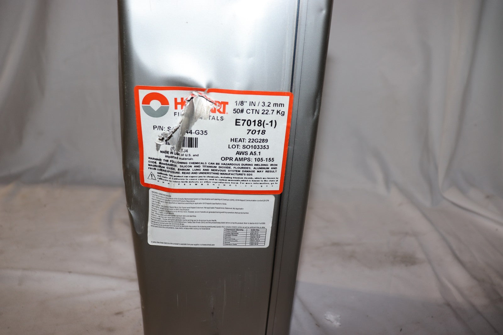 HOBART Stick Electrode: Carbon Steel, E7018 H8, 1/8 in x 14 in, 50 lbs