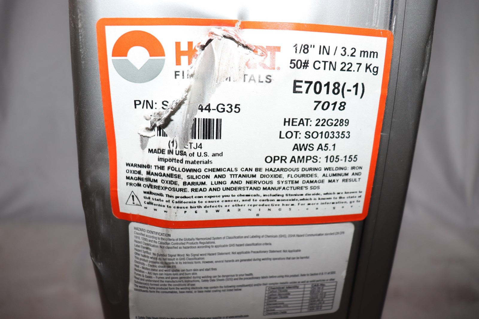 HOBART Stick Electrode: Carbon Steel, E7018 H8, 1/8 in x 14 in, 50 lbs