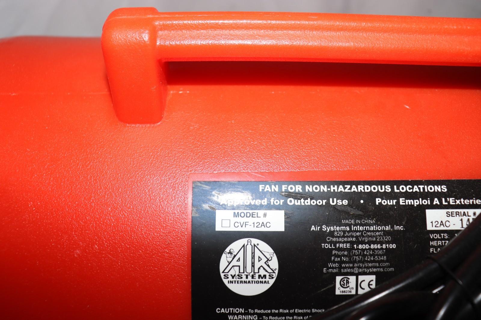 AIR SYSTEMS INTERNATIONAL CVF-12AC Portable Fan, 12 in., 115VAC