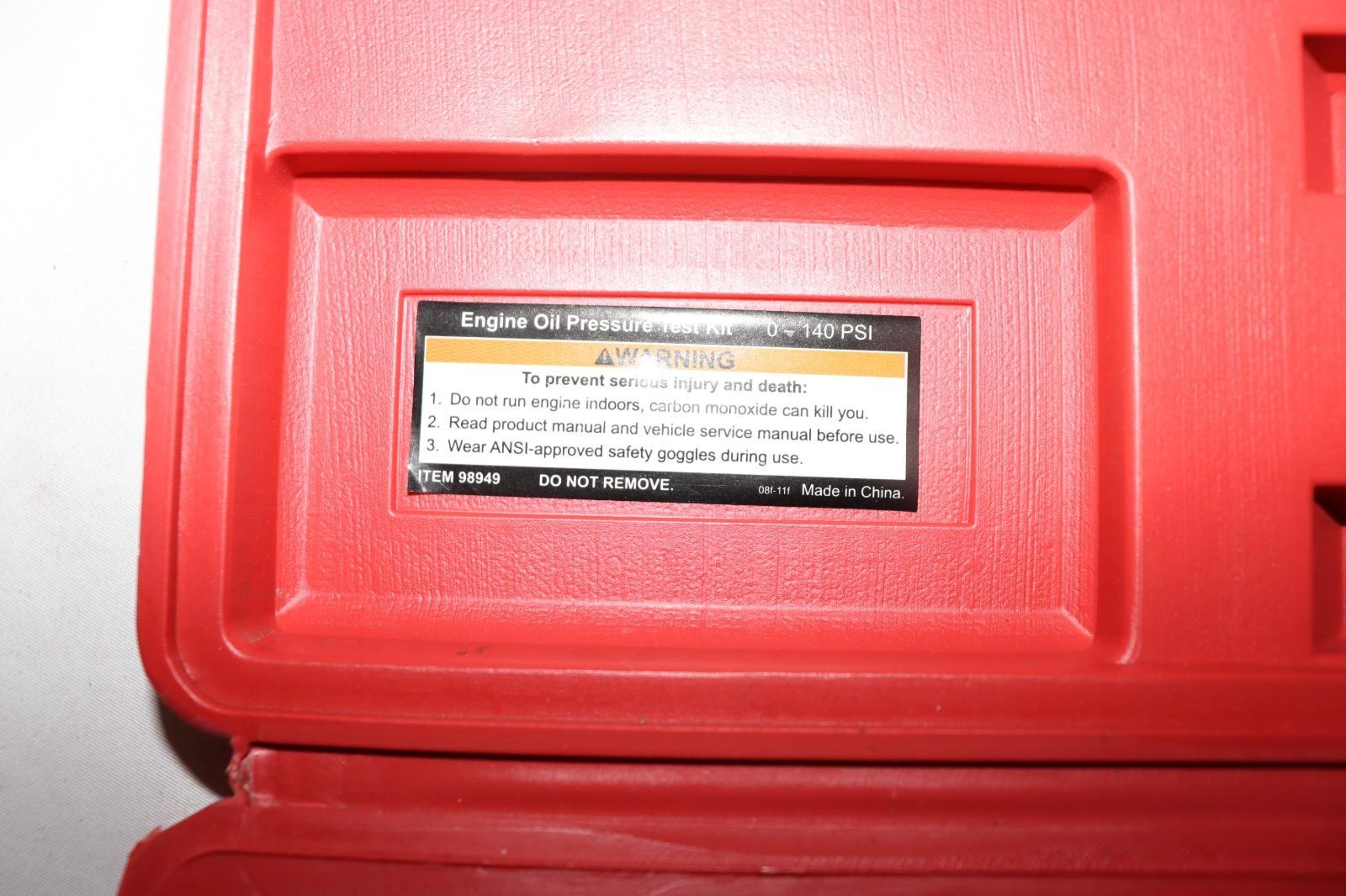 Pittsburgh Engine Oil Pressure Test Kit, Used, w/ Case, 98949