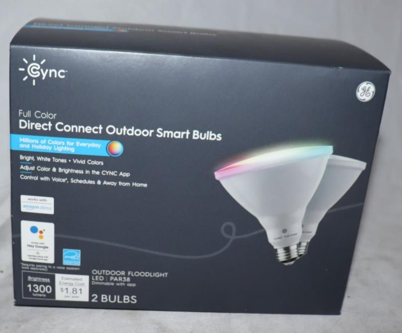 GE- Cync Smart Full Color Direct Connect Outdoor Light Bulb PAR38 Bulb- 2pk