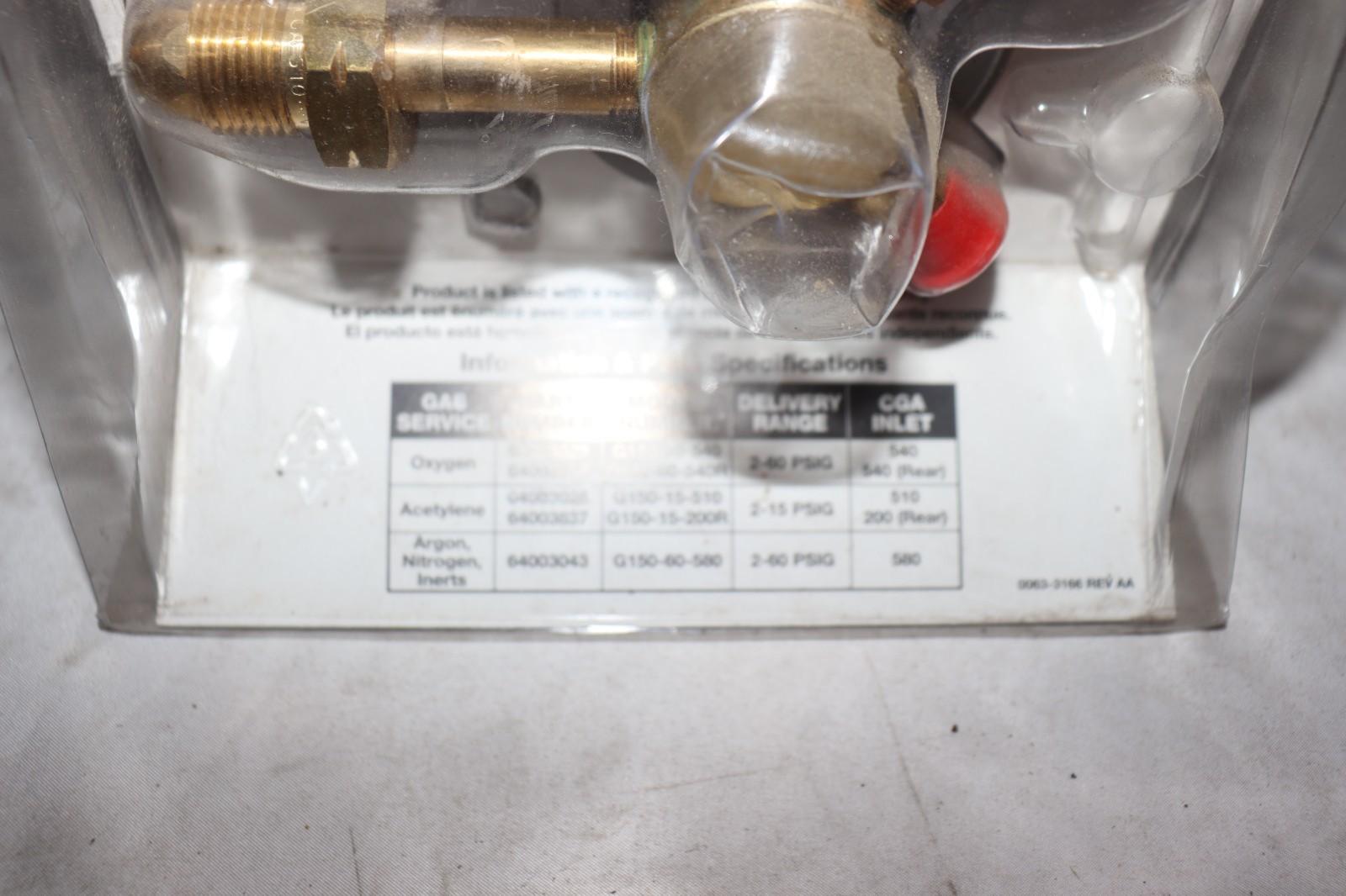 RADNOR G150-15-510 SINGLE STAGE ACELYLINE GAS REGULATOR, NEW