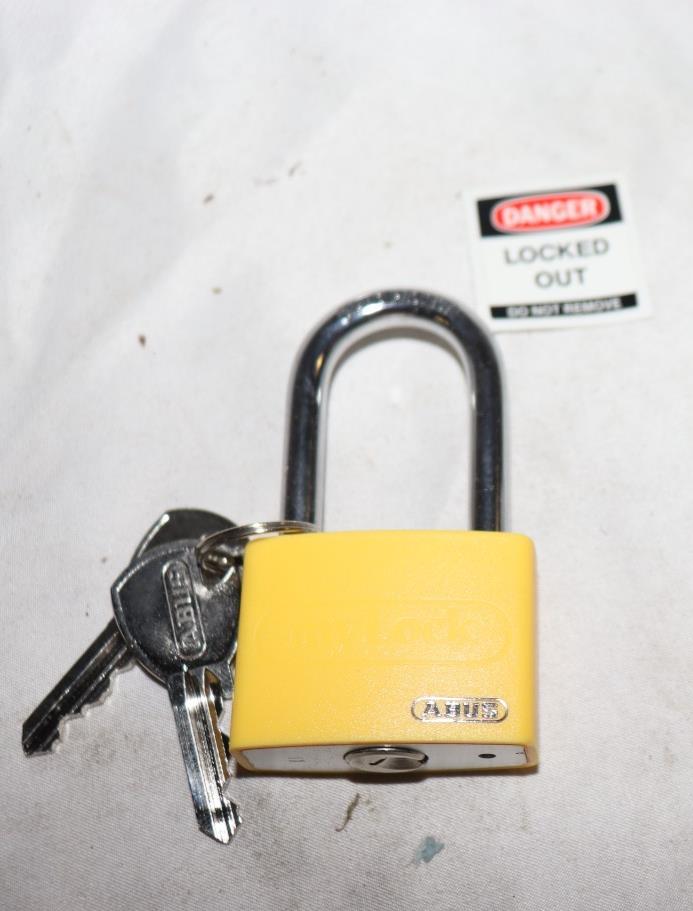 Condor Lockout Tagout Locks 1-1/2 Inch Shackle Safety Padlock Lock Yellow
