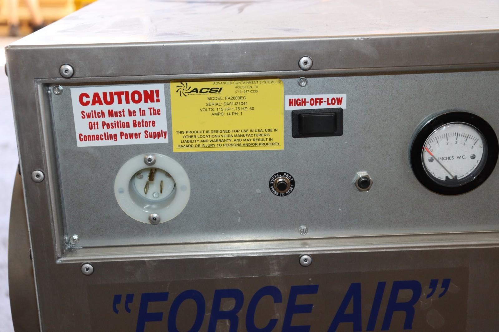NEGATIVE PRESSURE PORTABLE AIR SCRUBBER ACSI 2000 EC
