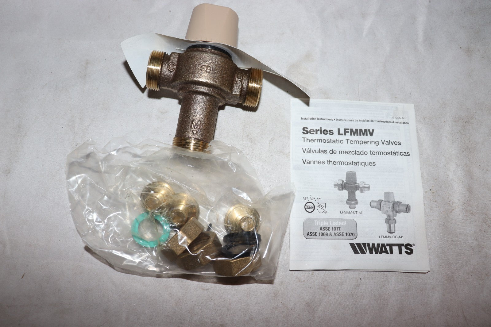 Watts 1/2" LFMMVM1 PEX Crimp Lead Free Mixing Valve, New