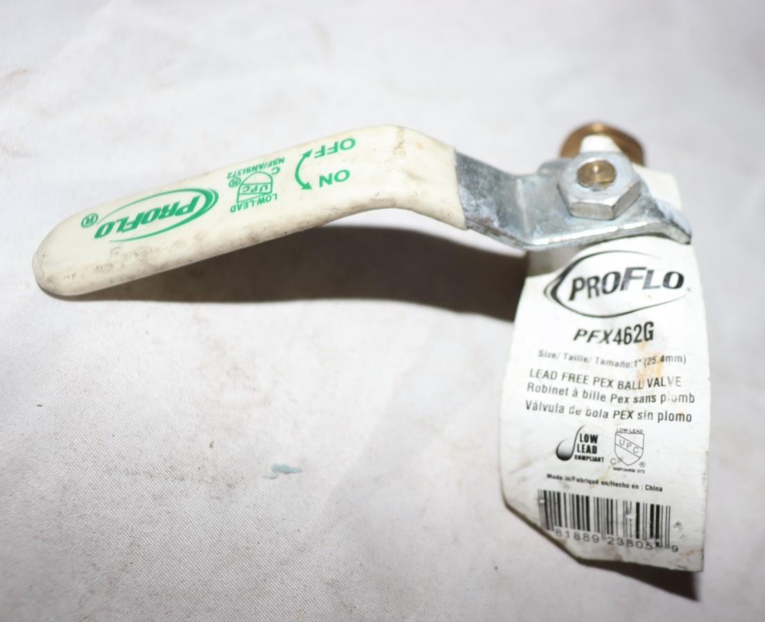 2 Pack - Proflo PFX462G Lead Free Brass 1" PEX x 1" PEX Full Port Ball Valve