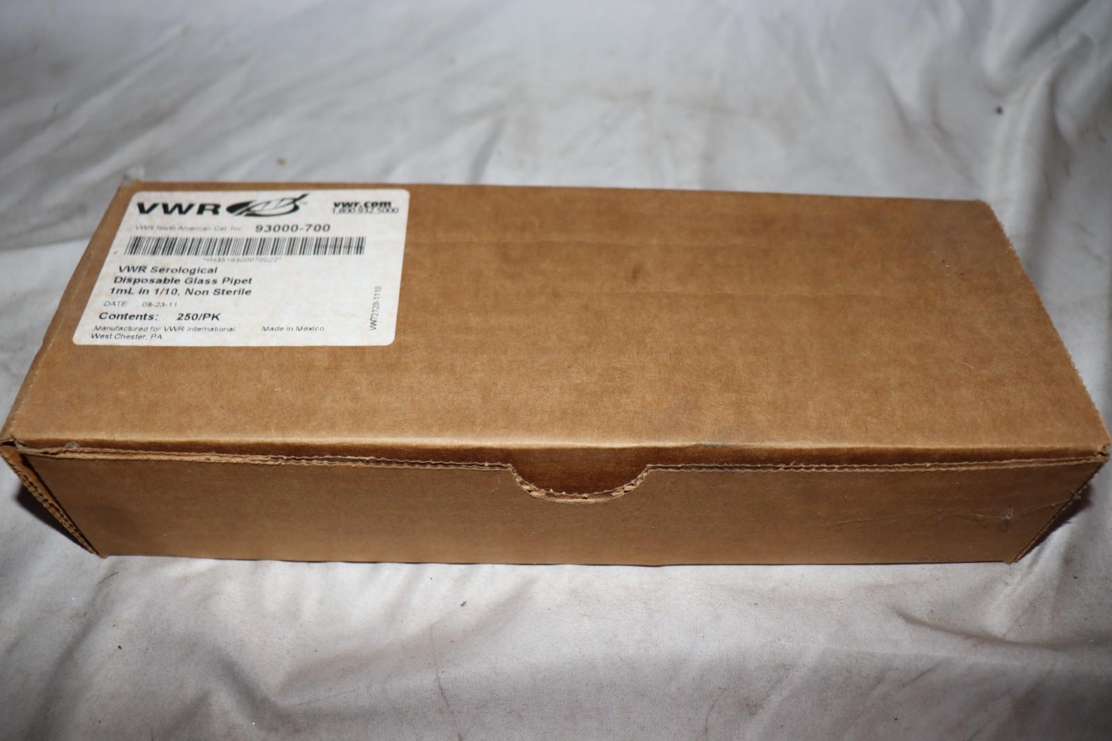 [New] 250 VWR Borosilicate Glass Pipets, 1ml In 1/10 VWR Cat. NO. 93000-700