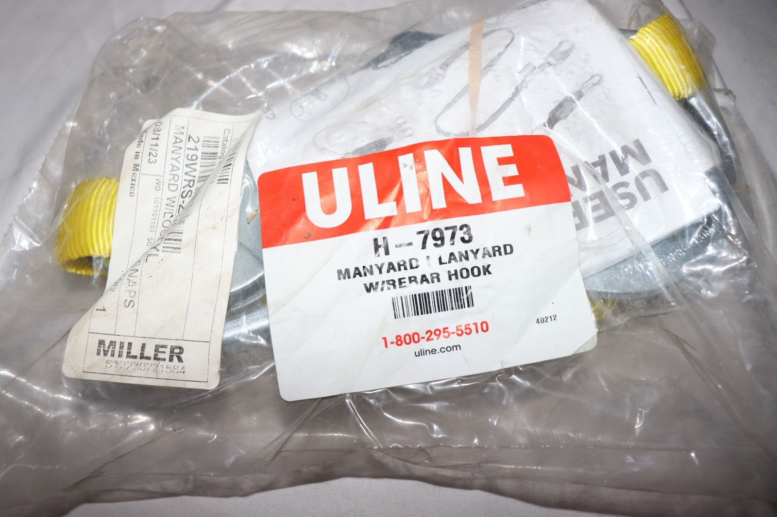 Miller Manyard I Shock-Absorbing Lanyard 6-Ft Locking Snap & Rebar Hook, New