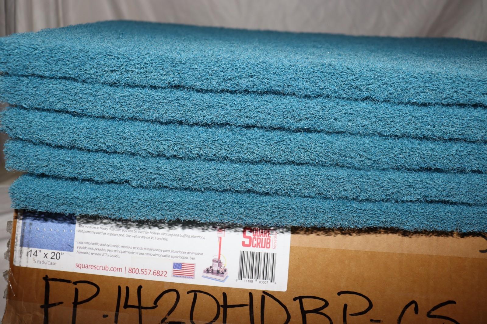 Square Scrub 14" x 20" Blue Driver Floor Maintenance Pads 5/Case P1420BLU